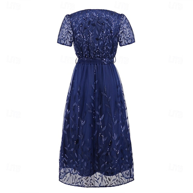 Neck Elegant Bride V Mother Sequin Dress the A-Line of
