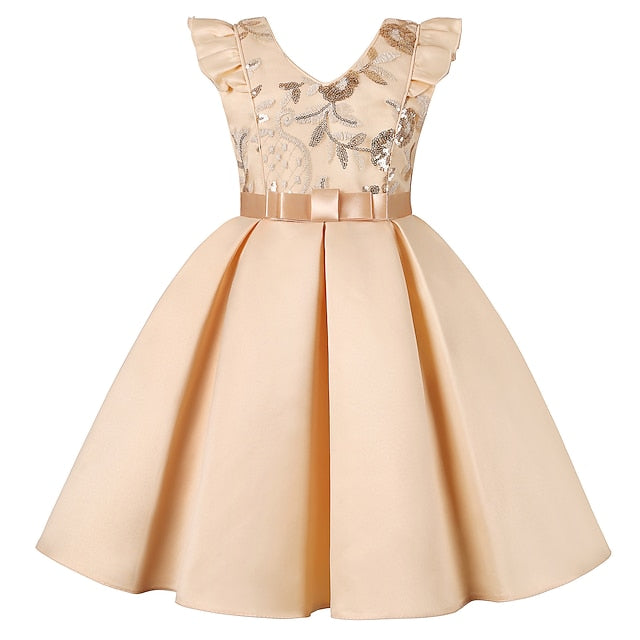 Kids Formal Sleeveless Party Girls' Solid Dress Color