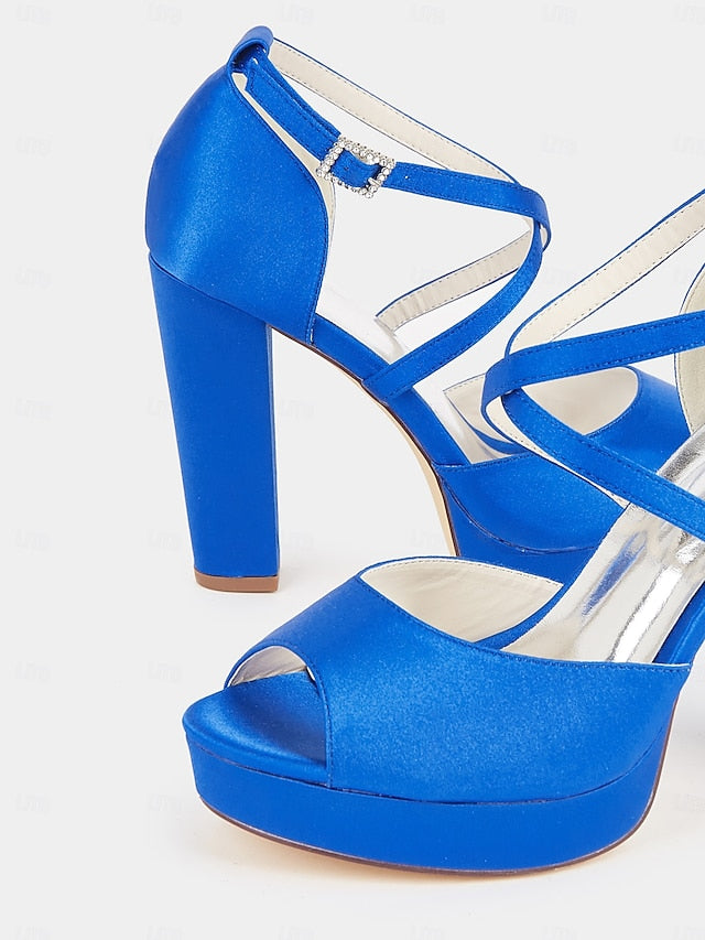 Heel and Women's Peep Platform Sandals High Toe Satin with