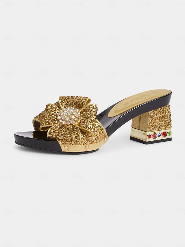 Heel High Clutch with Sandals Matching Bow Sparkling Rhinestone