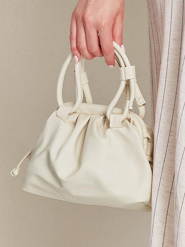 Elegant with Closure Handbag Cream Women's – Drawstring