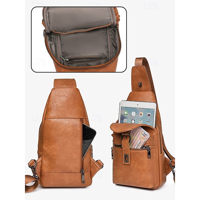 with Sling Faux Brown Bag Women's Leather Crossbody