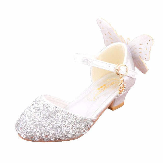 – Girls' Sparkling Butterfly-Embellished Ballet Flats