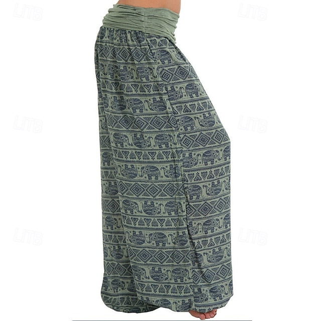 Women's Wide Leg Slacks Pants Trousers Fashion Boho Full