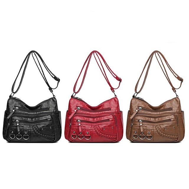 Mehrere Crossbody mit Vintage Leder Damen Kunsttasche