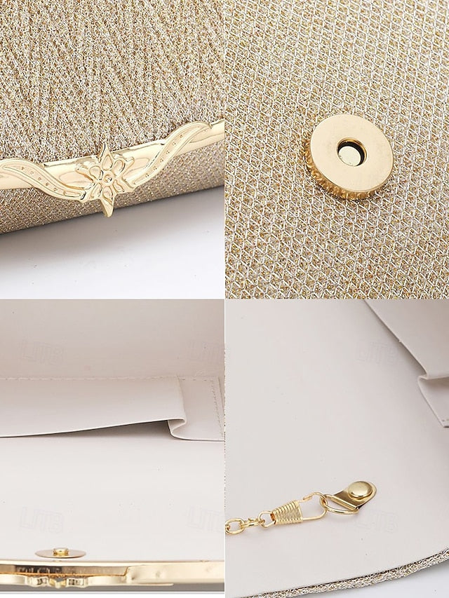Evening Clutch Women's Handbag - Glitter Elegant Gold Party