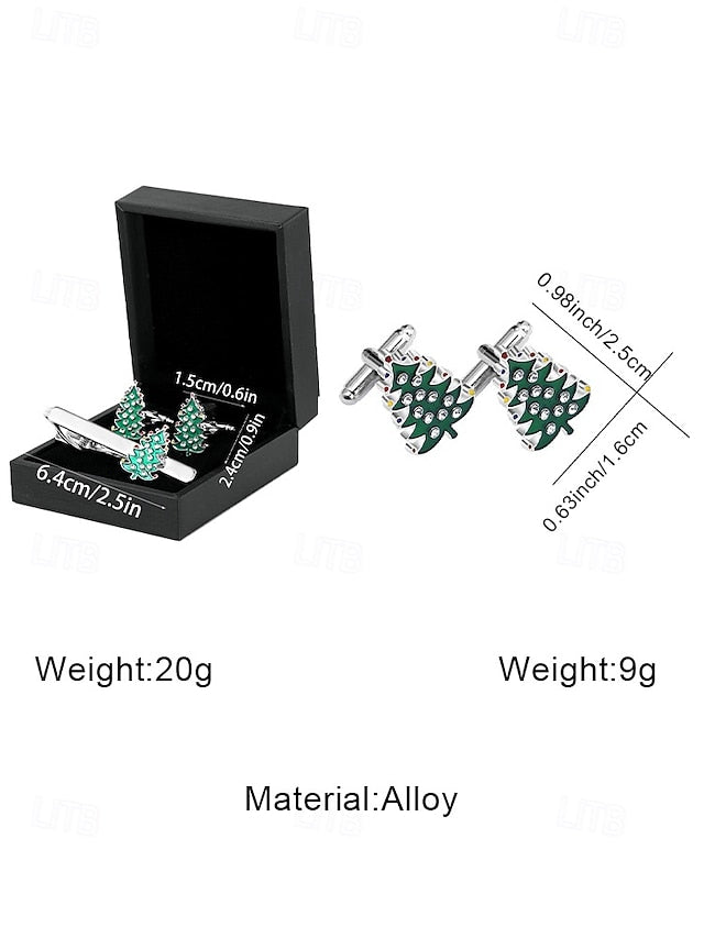 Clip Set Tie - Cufflinks Festive Men's and Tree Christmas