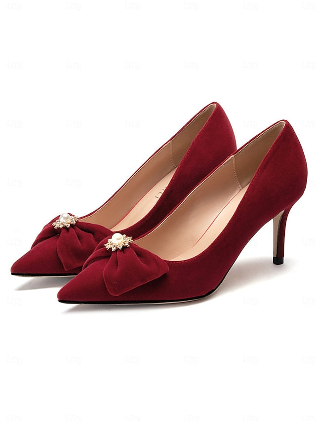 Toe Chic Bow Wedding Pointed Pumps Satin – Women's