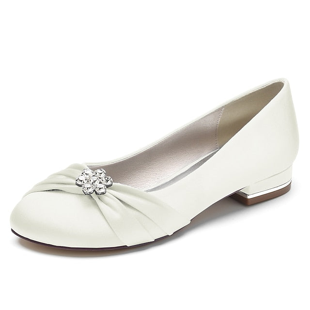 with Women's Satin Flats Rhinestone Blue Wedding Light
