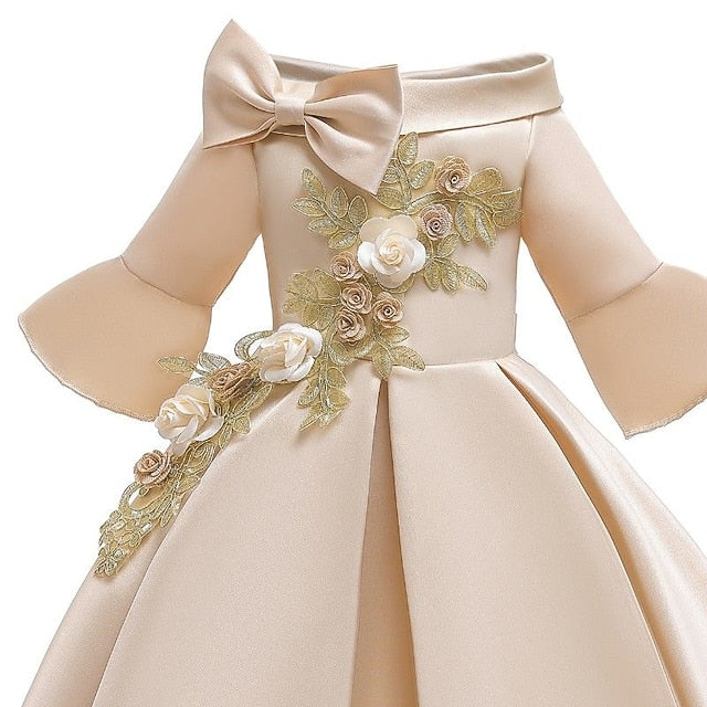 Floral Dress Kids Girls' Sleeve Length Party Formal 3/4