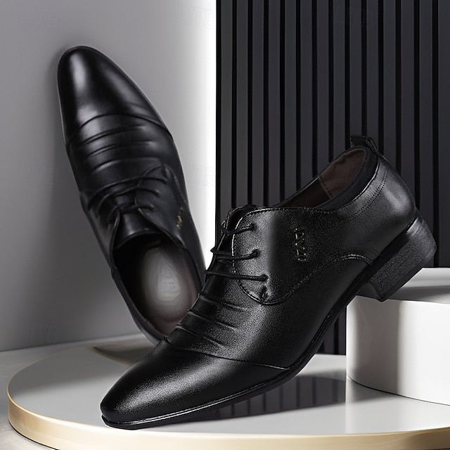 White for Men's - Shoes Elegant Lace-Up Dress Formal