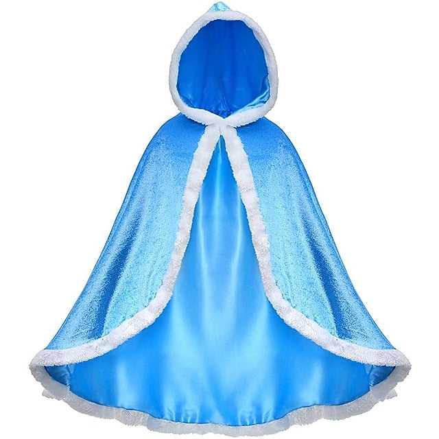 With Tulle Princess Cape Hooded Crown Dress Set Cloak Elsa
