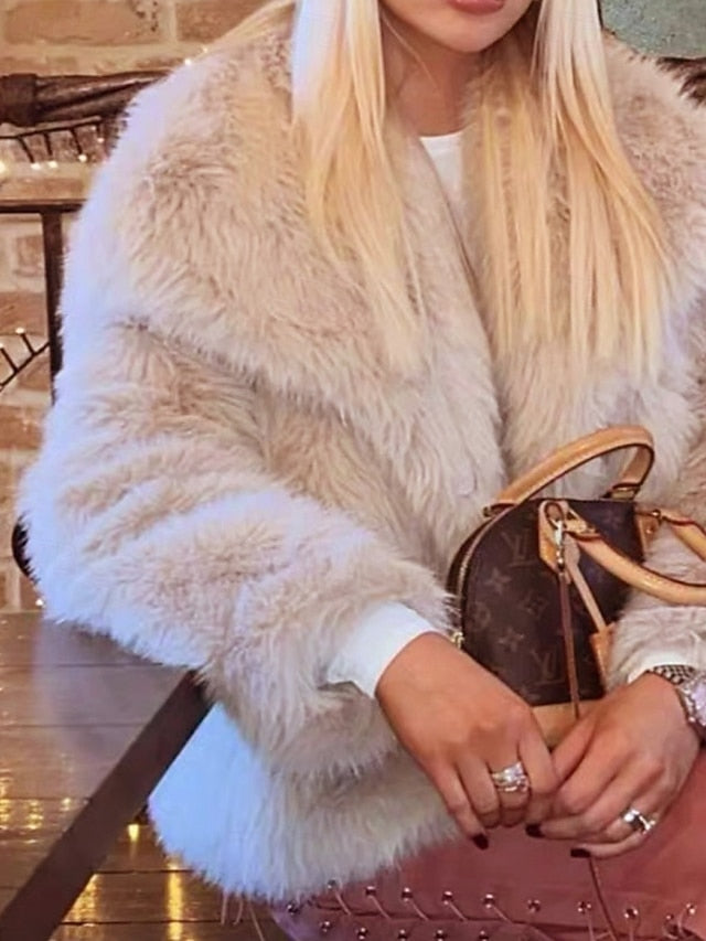 Coat Leathers Comfortable Fur Faux Warm Furs Women's