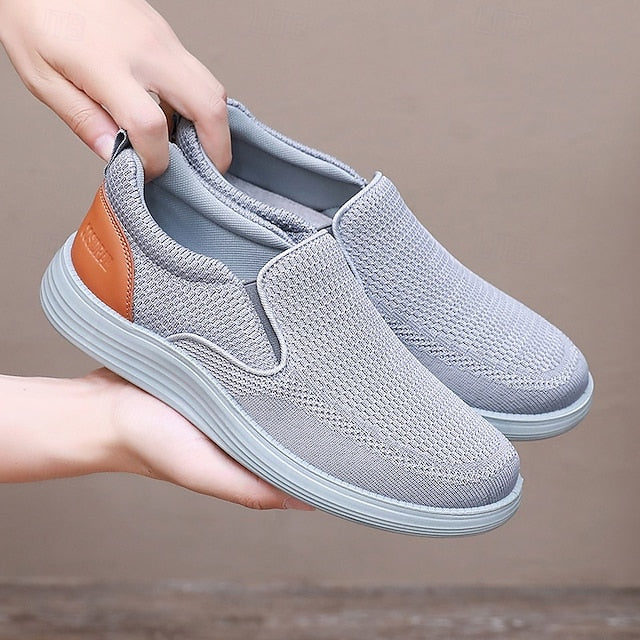 – Knit Navy Stretch Slip-On Sneakers Breathable Men's
