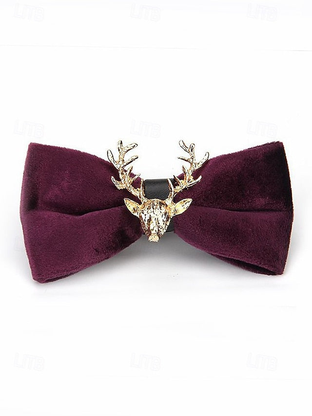 Gold Tie Pin Head Velvet with Men's Bow Deer