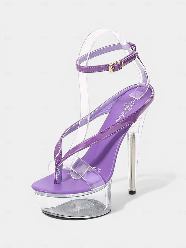 Lavender Nightclub Sexy Platform – Heel Clear Sandals