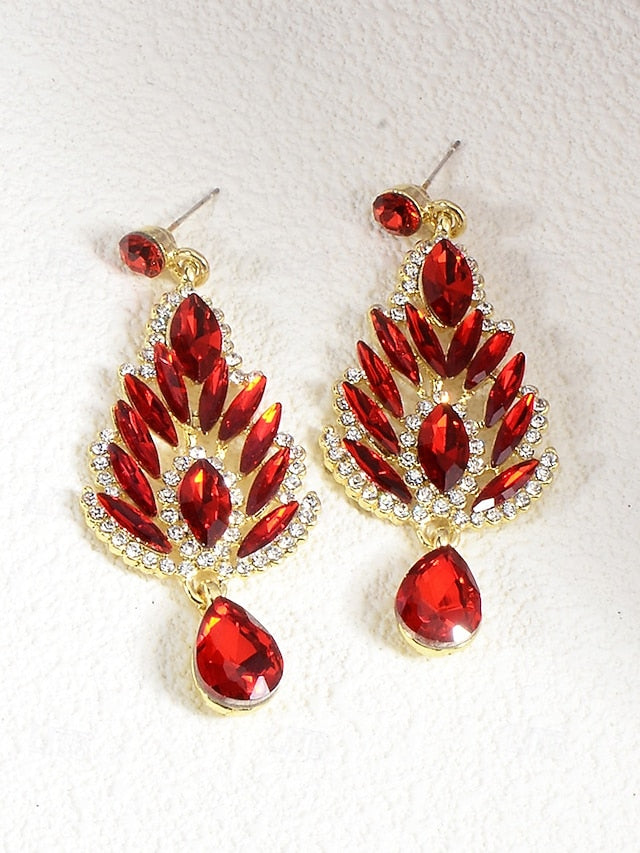 – Crystal Drop Emerald Green Earrings Women's