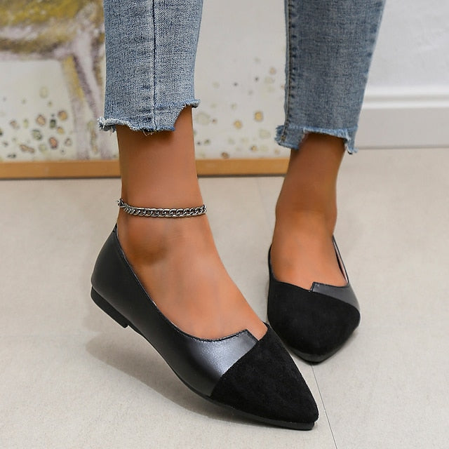 Two-Tone Elegant Slip-On Toe Pointed Women's Flats –