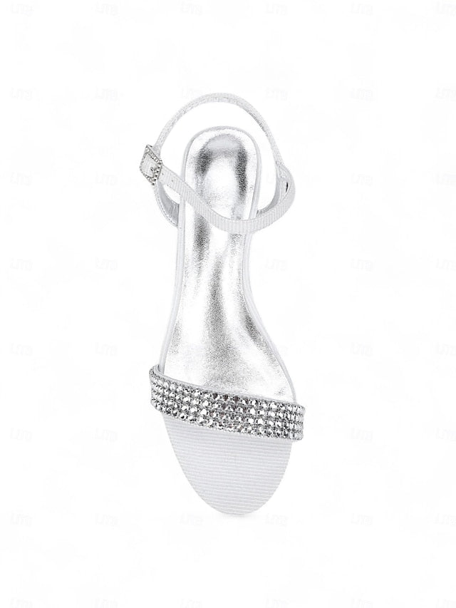 Wedge - Rhinestone Toe Women's Champagne Open Sandals