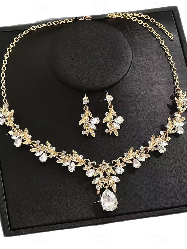 Rhinestone Pendant Teardrop Women's Gold - Set with Jewelry