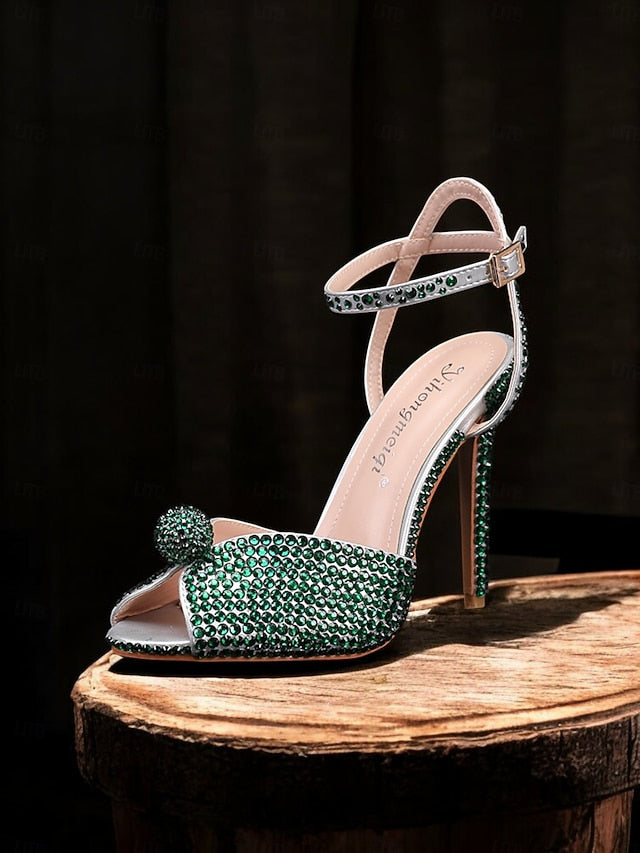 Women's Stiletto Embellished Sandals Rhinestone Heel with