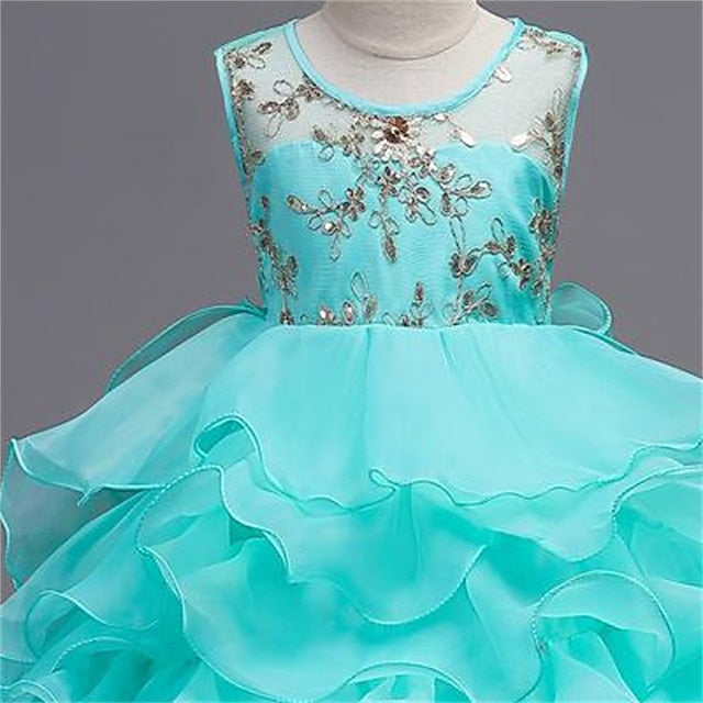 Floral 4-13 Kids Dress Party Ruffle Wedding Summer Girls'