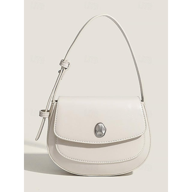 Weiße Tasche aus schickem Leder für kleine, stilvolle Schulter – Damen