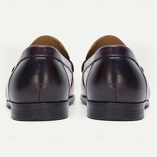with Shoes Men's Penny Loafers Leather Brown Slip-On