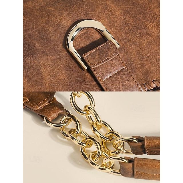 Hobo Bag mit Kette - Lederriemen Vintage Damen Groß