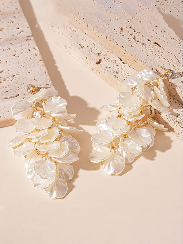 Elegant Layered - Women's Earrings Floral Satin Petal Drop