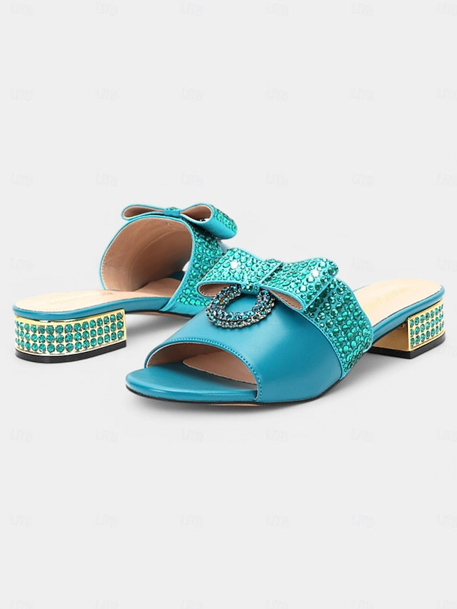 Flat Bow with Sandals Matching – Rhinestone Gold Clutch