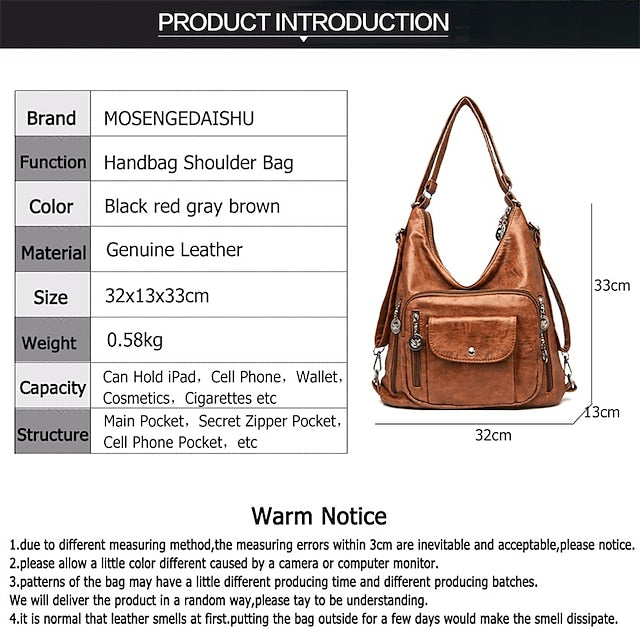 Sac - Sac Hobo en similicuir pour femme style vintage marron