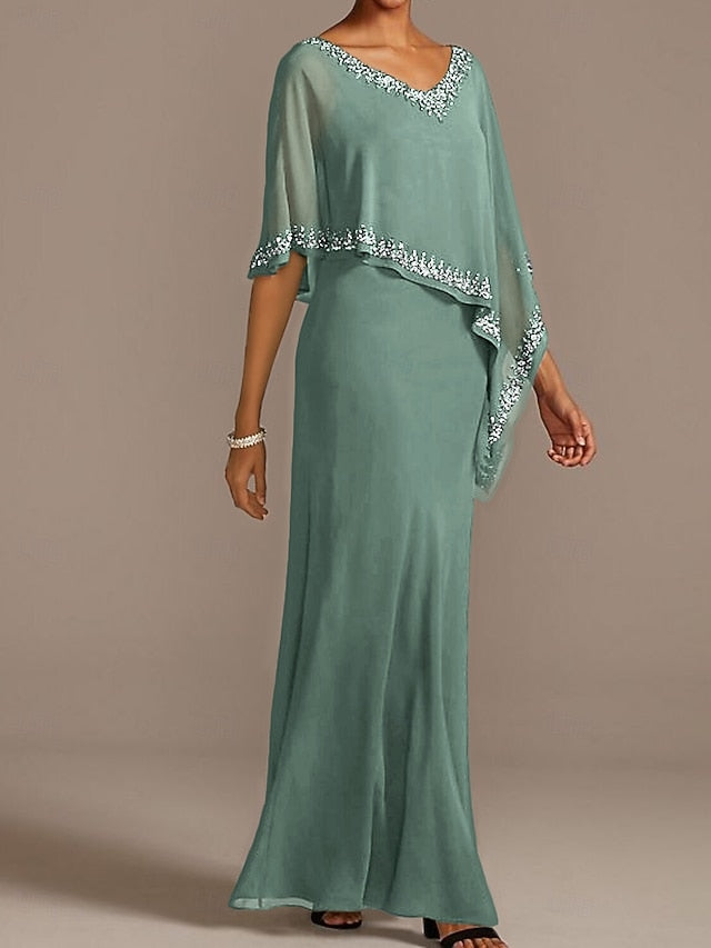 Bride V Mother the Wedding Sheath Elegant Guest Dress Neck of