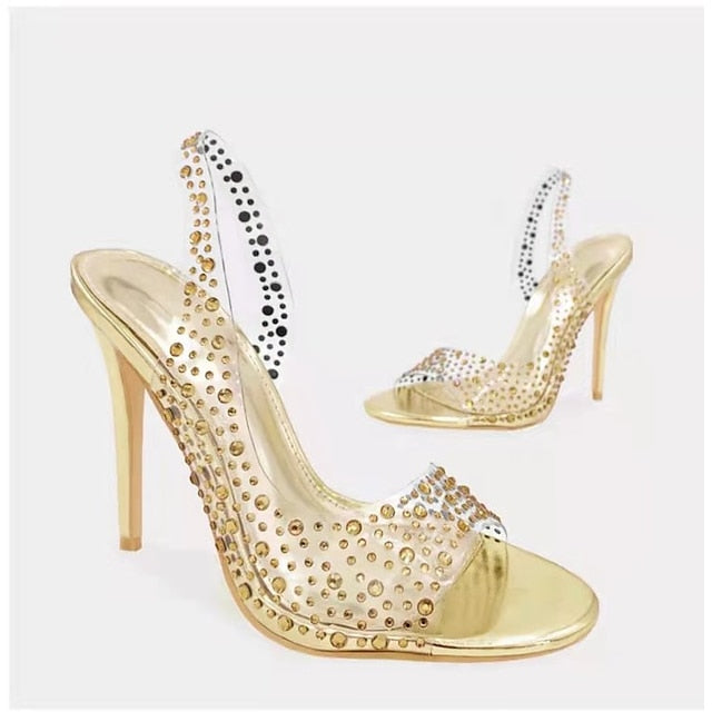 Heel Clear High Transparent – Women's Sandals Rhinestone