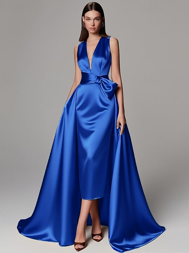 Gold A-Line Gown Formal Floor Wedding Evening Dress Elegant