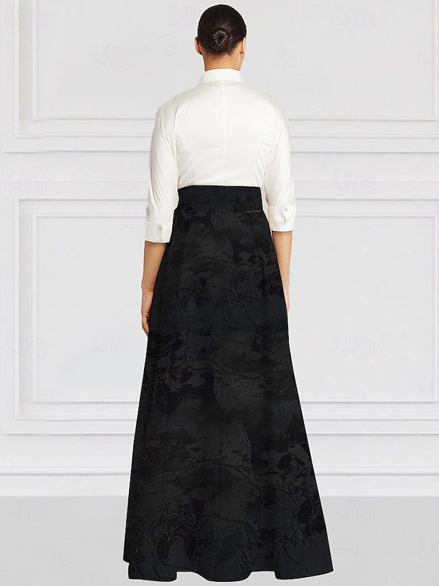 A-Line of Shirt Collar Mother Bride Elegant Dress Vintage the