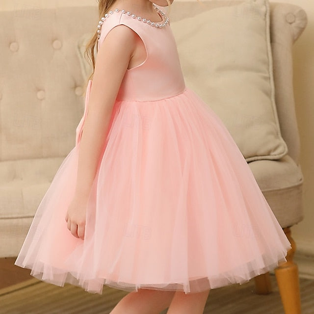 Party Girls' Kids Sleeveless Color Solid Dress Wedding
