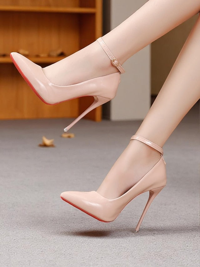 Stiletto Ankle Heels with Leather Women's Patent Black