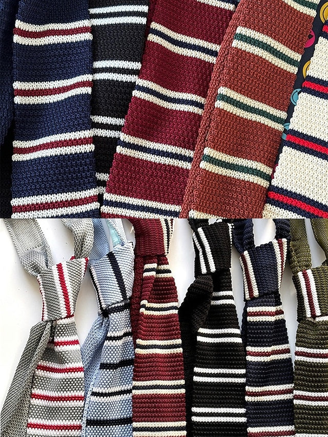 - Neck Men's Stripe Stylish Knit Christmas Tie Woven