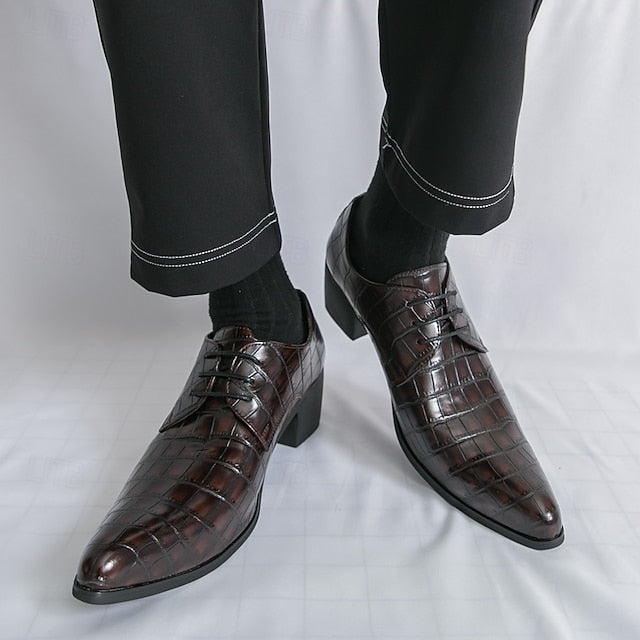 Dress – Red Men's Pattern Shoes Faux Crocodile Leather