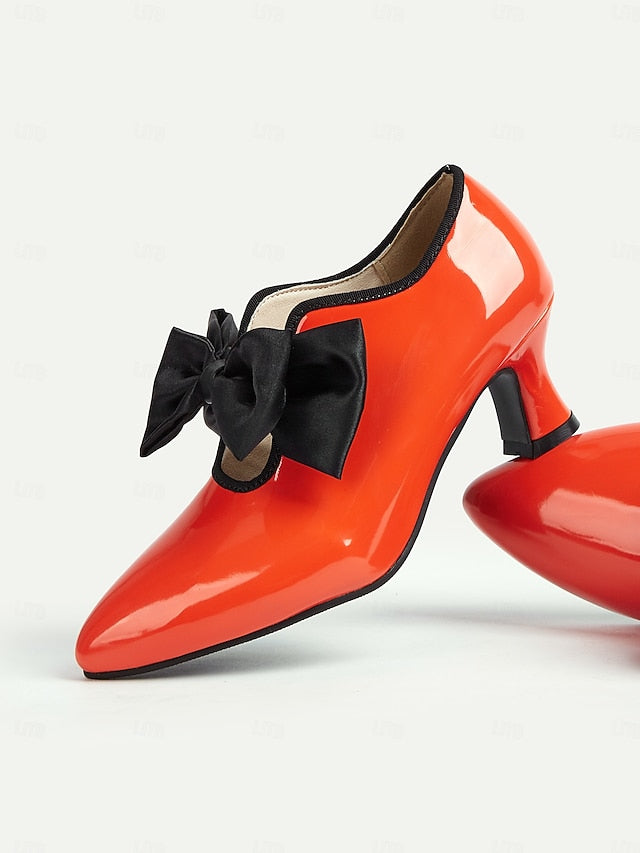 Red Vintage 1920s Women's – Shoes Low Leather Heel Patent