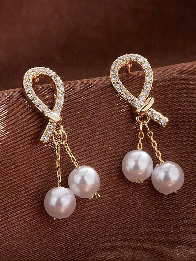 teardrop Women's rhinestone with earrings pearl imitation