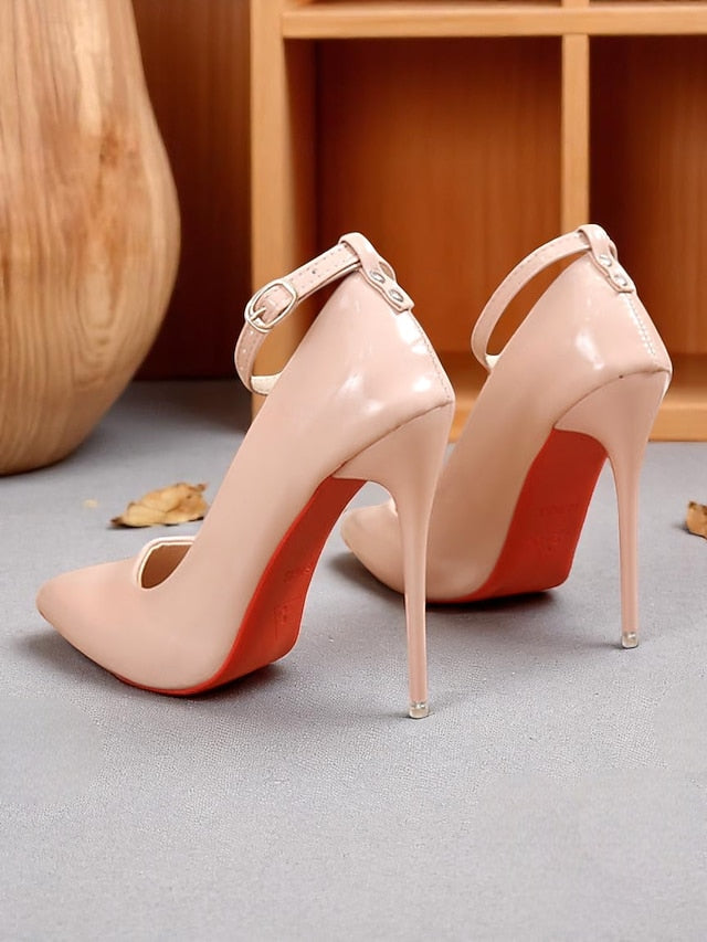 Stiletto Ankle Heels with Leather Women's Patent Black