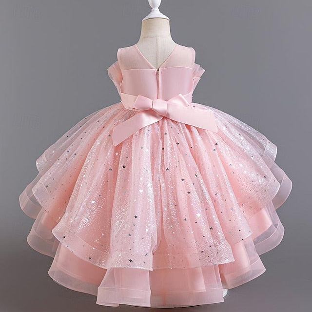 Flower Sequin Party Kids Girl Sleeveless Girls' Dress