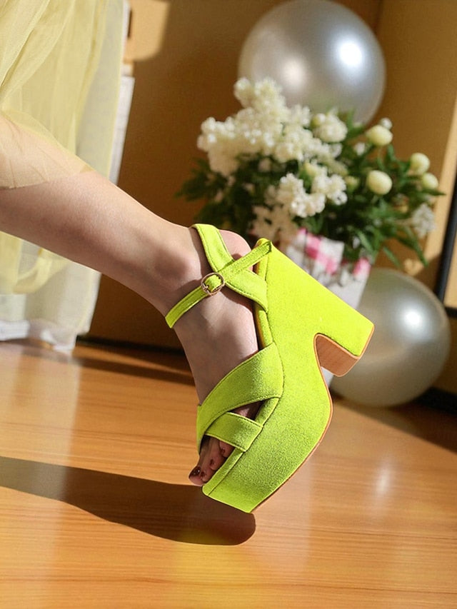 Women's Pink Suede Platform Strap Sandals Ankle with Hot -