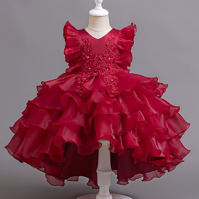 Kids Asymmetrical Girls' Dress Party Floral