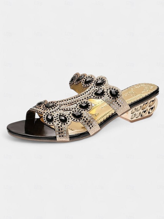 Sandals Blue – and Gold Open-Toe Crystal with Embellishments