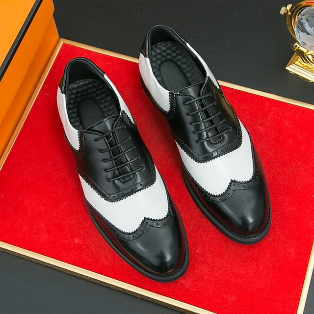 and White in Wingtip Men's Oxford Shoes Brogue Two-Tone