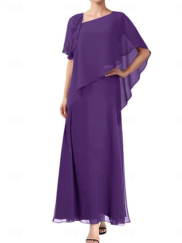 A-Line Mother Simple Neck of Square the Dress Bride Elegant