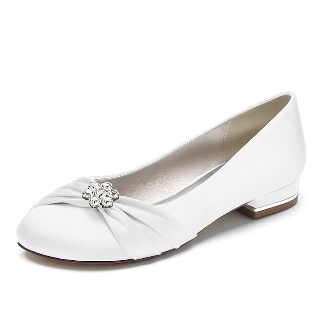 with Women's Satin Flats Rhinestone Blue Wedding Light
